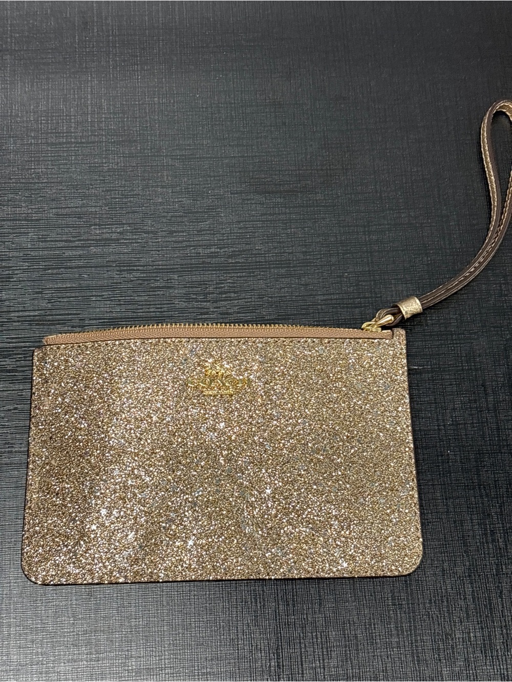 COACH Gold Glitter Wristlet Clutch - Women